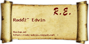 Radó Edvin névjegykártya